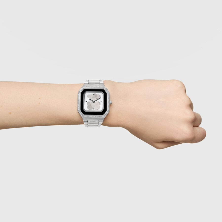 smartwatch con bracciale in acciaio e zirconi b-connect