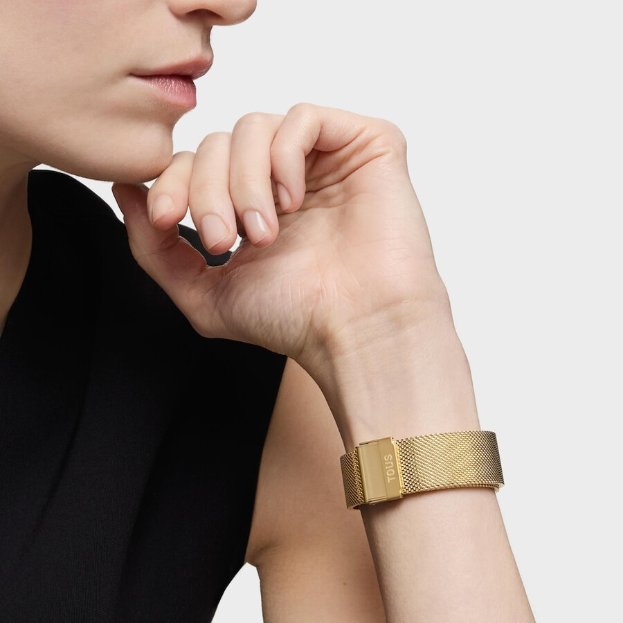 orologio analogico con bracciale in acciaio color oro karat round mesh