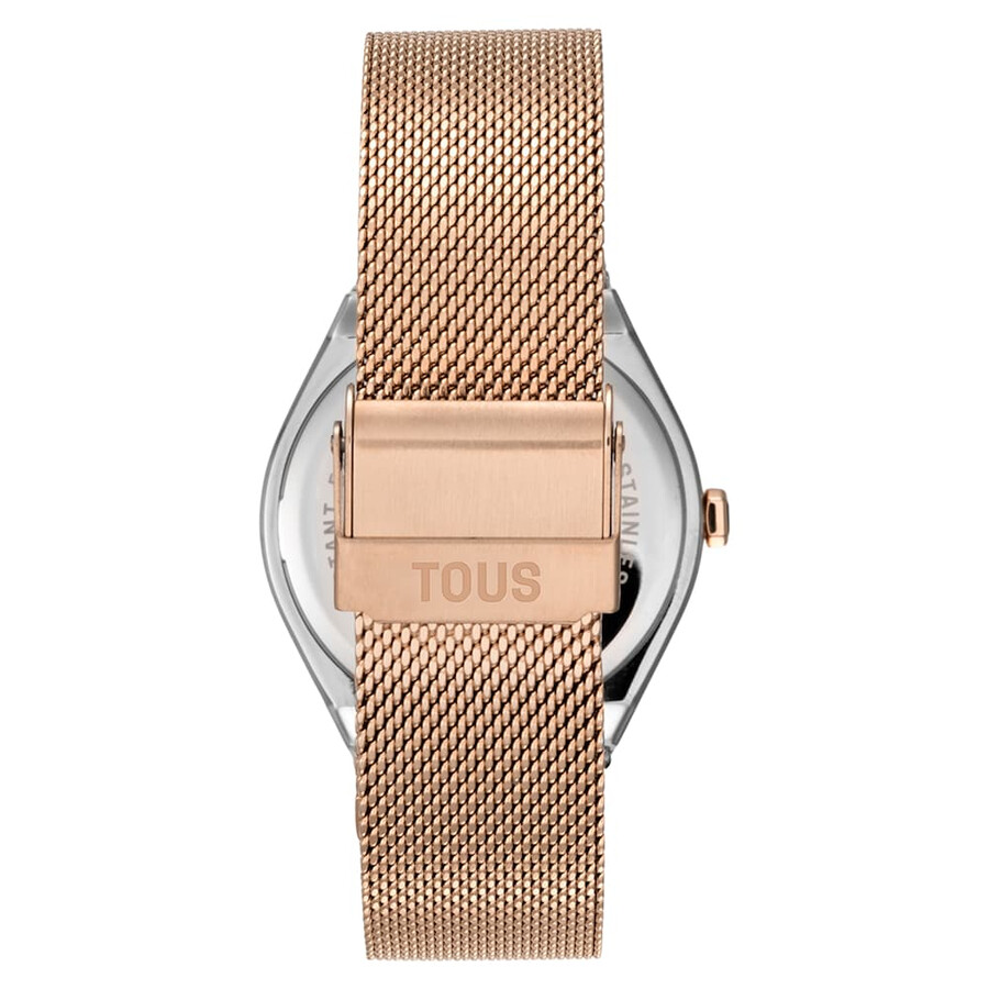 orologio analogico in acciaio color rosa con bracciale in acciaio karat round mesh