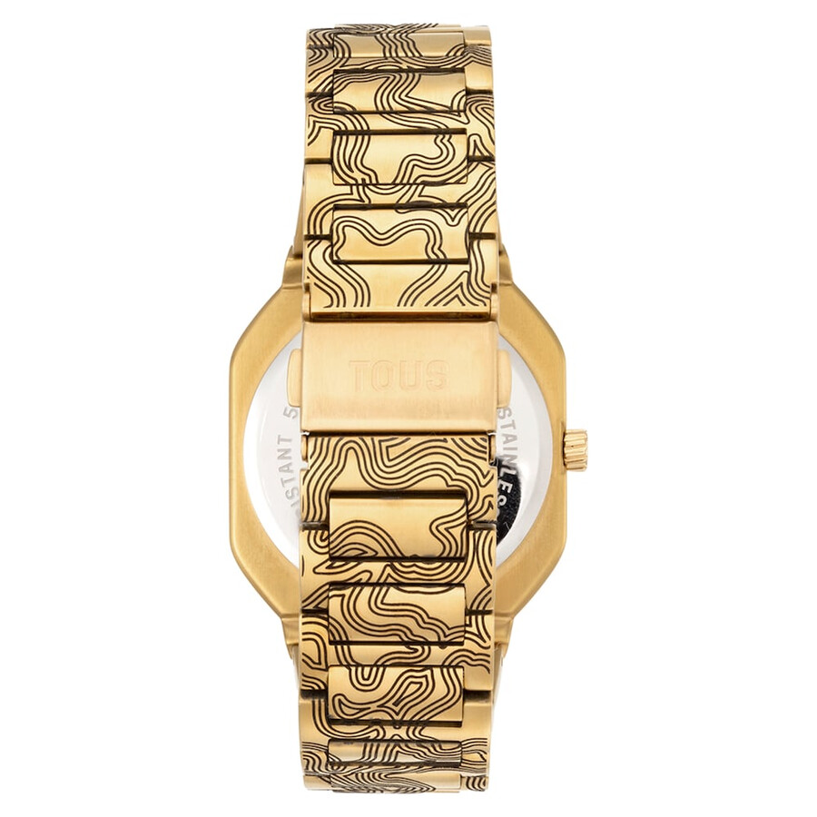 orologio analogico con bracciale in acciaio goffrato color oro lit