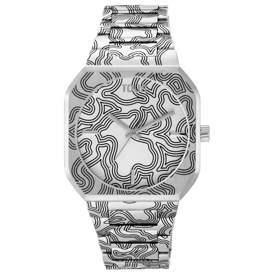 orologio analogico con bracciale in acciaio goffrato lit