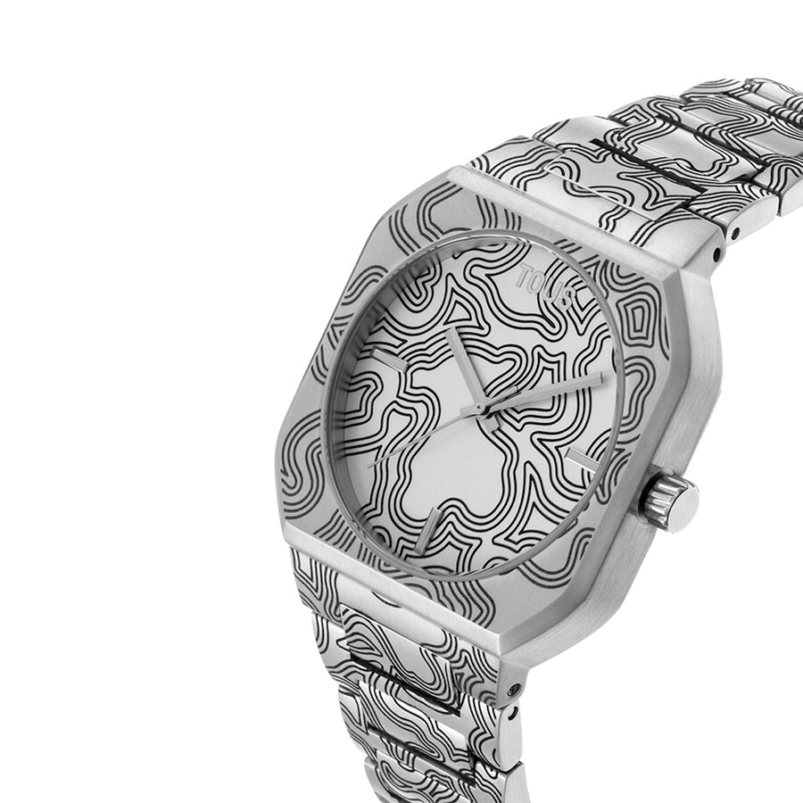 orologio analogico con bracciale in acciaio goffrato lit