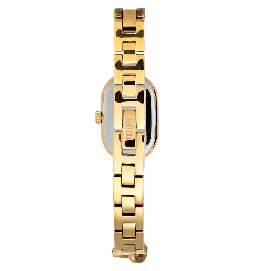 orologio analogico con gioiello e bracciale a catena in acciaio color oro oval time