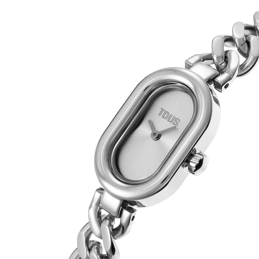 orologio analogico con gioiello e bracciale in acciaio oval time