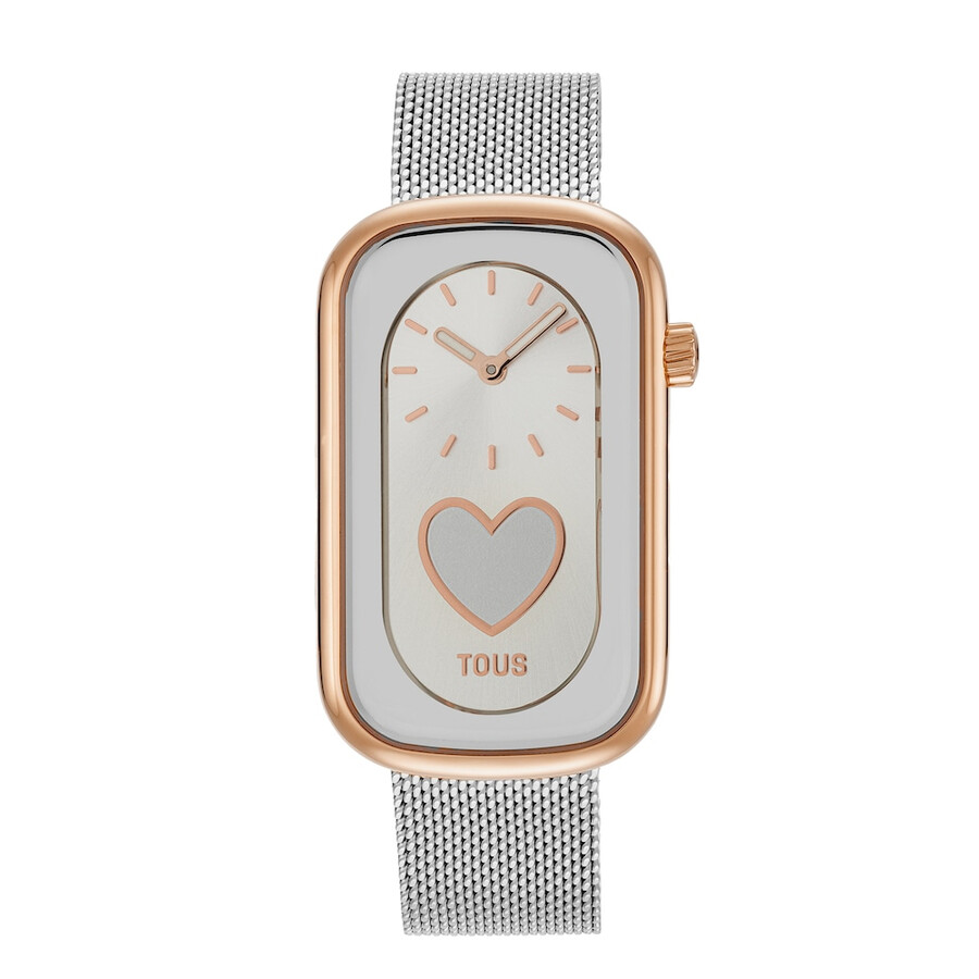 orologio analogico bicolore con silhouette a cuore e bracciale in acciaio t-band club