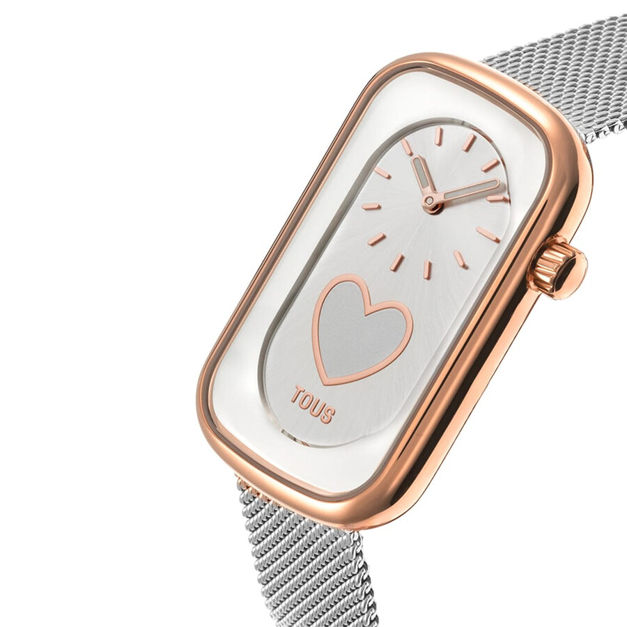 orologio analogico bicolore con silhouette a cuore e bracciale in acciaio t-band club