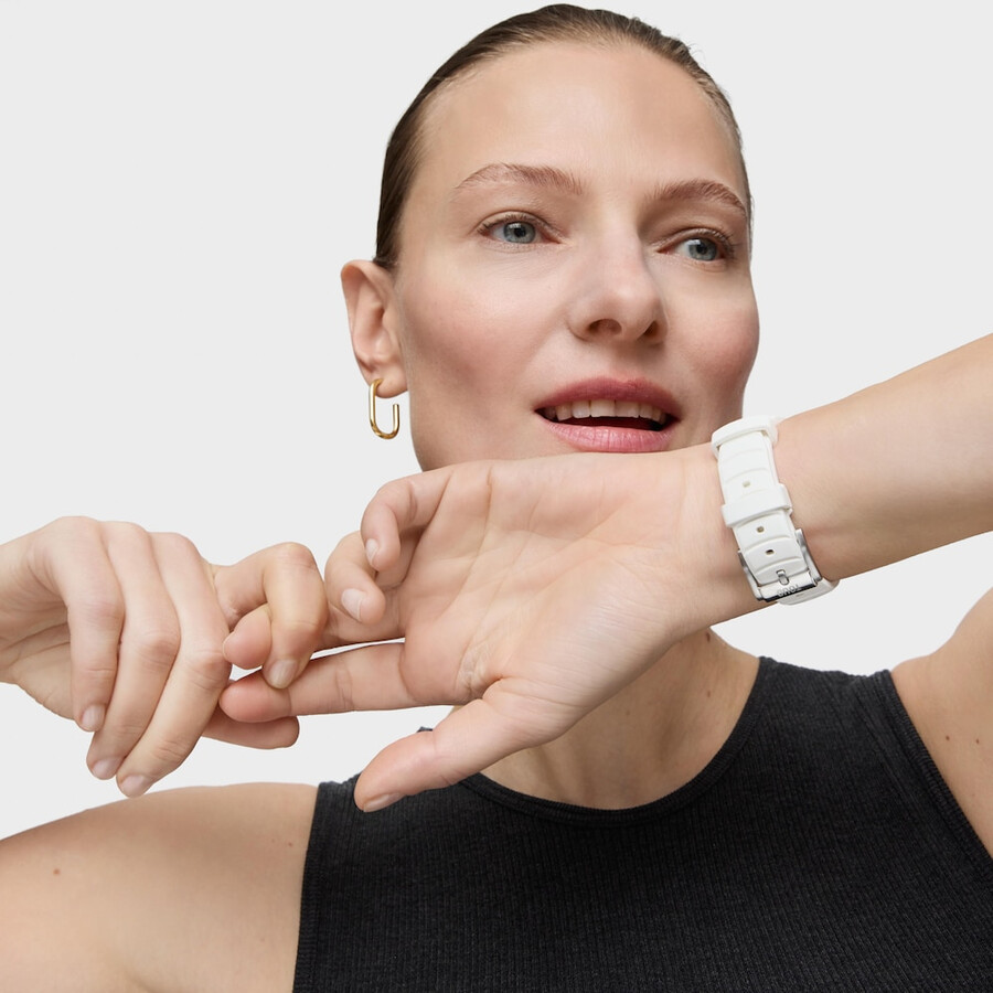 orologio analogico bicolore con movimento svizzero quadrante in madreperla e cinturino in gomma bianca tous now lady