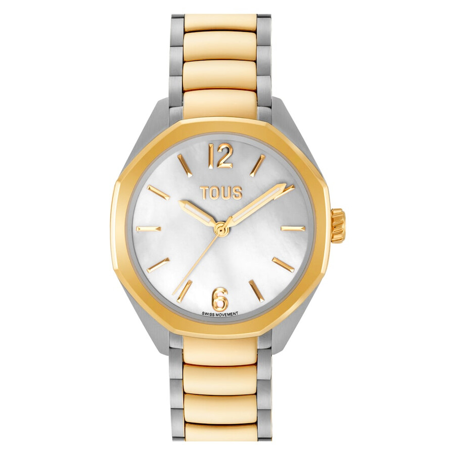 orologio analogico con movimento svizzero quadrante in madreperla e bracciale in acciaio bicolore tous now lady