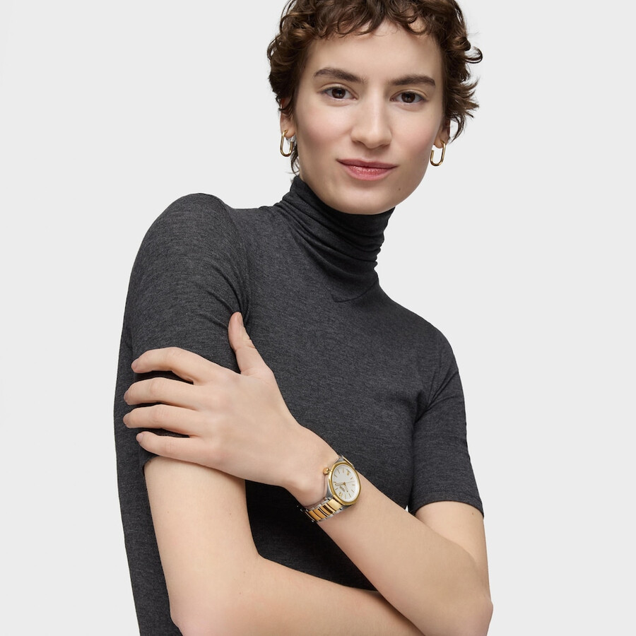 orologio analogico con movimento svizzero quadrante in madreperla e bracciale in acciaio bicolore tous now lady