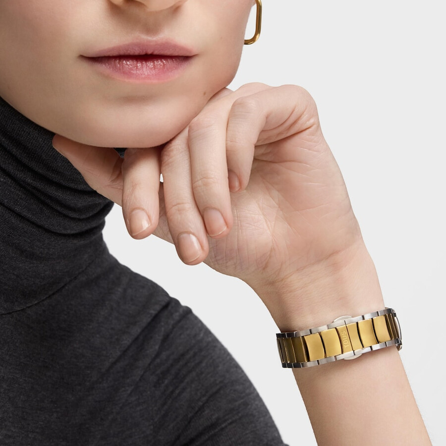 orologio analogico con movimento svizzero quadrante in madreperla e bracciale in acciaio bicolore tous now lady