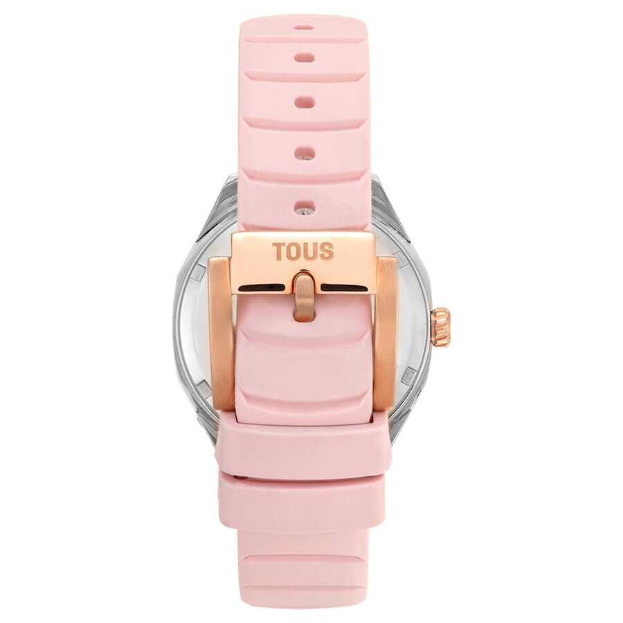orologio analogico bicolore con movimento svizzero quadrante in madreperla e cinturino in gomma rosa tous now lady