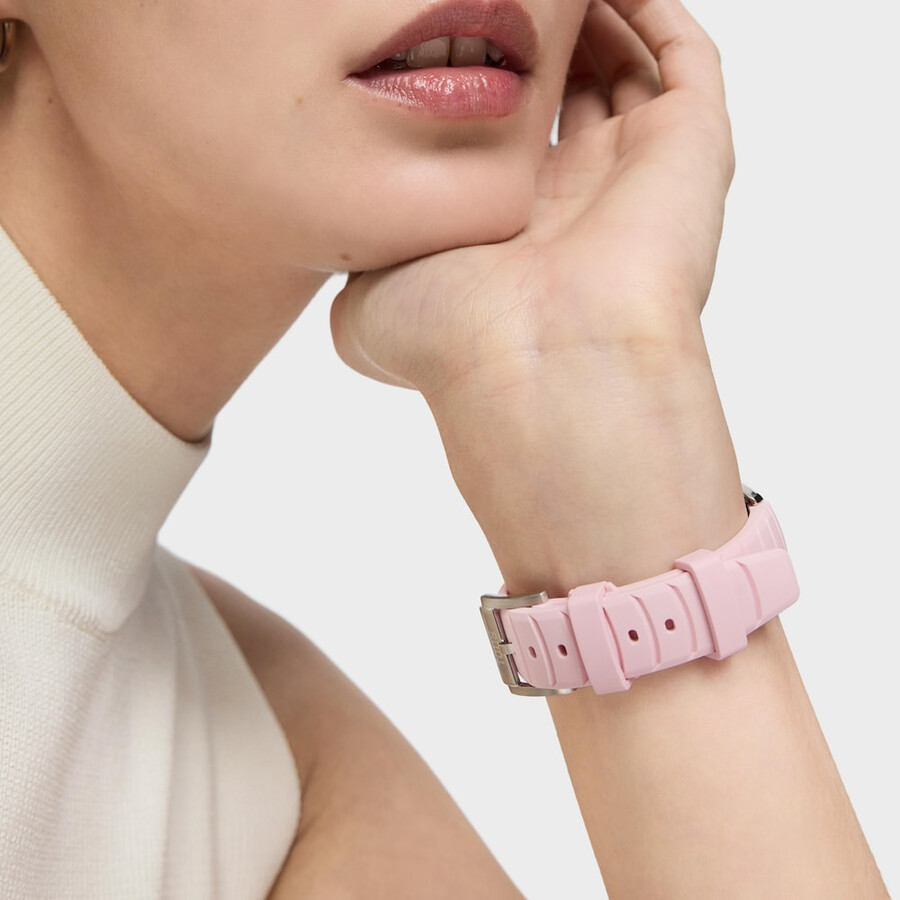 orologio analogico bicolore con movimento svizzero quadrante in madreperla e cinturino in gomma rosa tous now lady