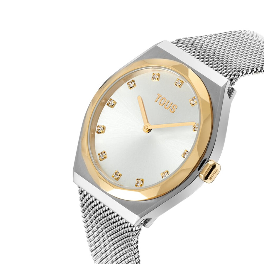 orologio analogico con bracciale in acciaio e acciaio color oro karat round mesh