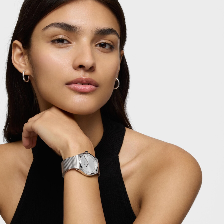 orologio analogico con bracciale in acciaio karat round mesh