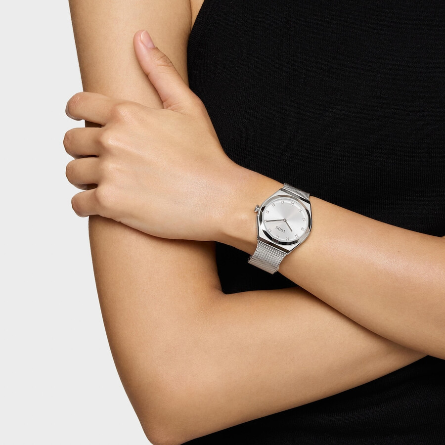 orologio analogico con bracciale in acciaio karat round mesh