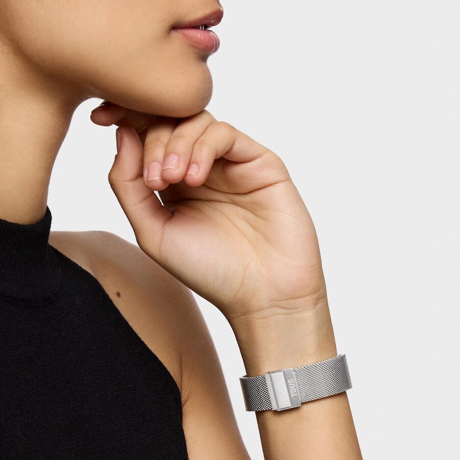 orologio analogico con bracciale in acciaio karat round mesh