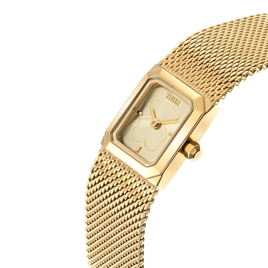 orologio analogico con bracciale in maglia milanese in acciaio color oro mini mesh