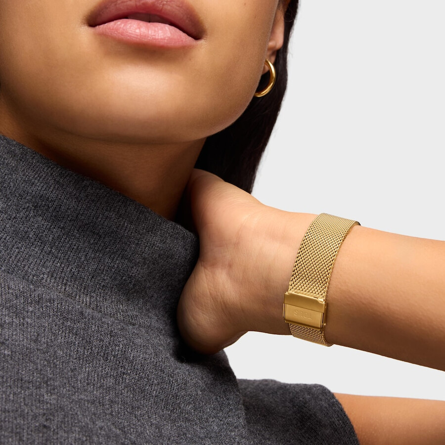 orologio analogico con bracciale in maglia milanese in acciaio color oro mini mesh