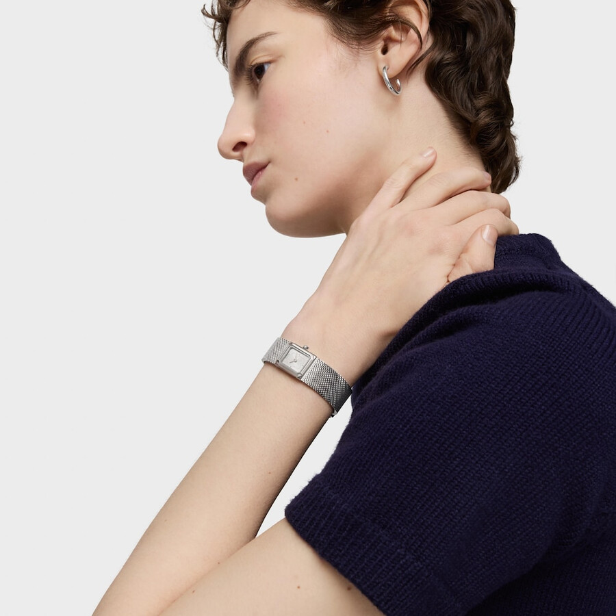 orologio analogico con bracciale in acciaio maglia milanese mini mesh