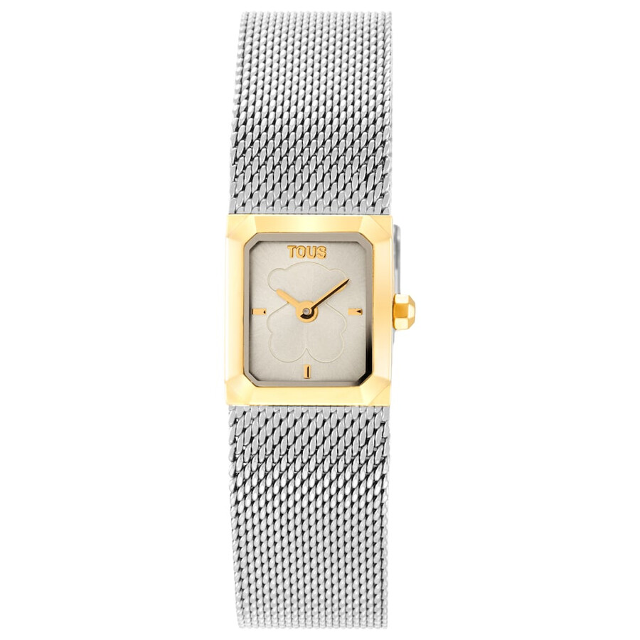 orologio analogico con bracciale in maglia milanese in acciaio e mini mesh in acciaio color oro
