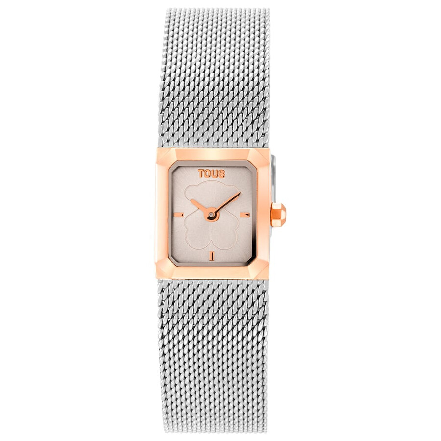 orologio analogico con bracciale in maglia milanese in acciaio e mini mesh in acciaio color rosa