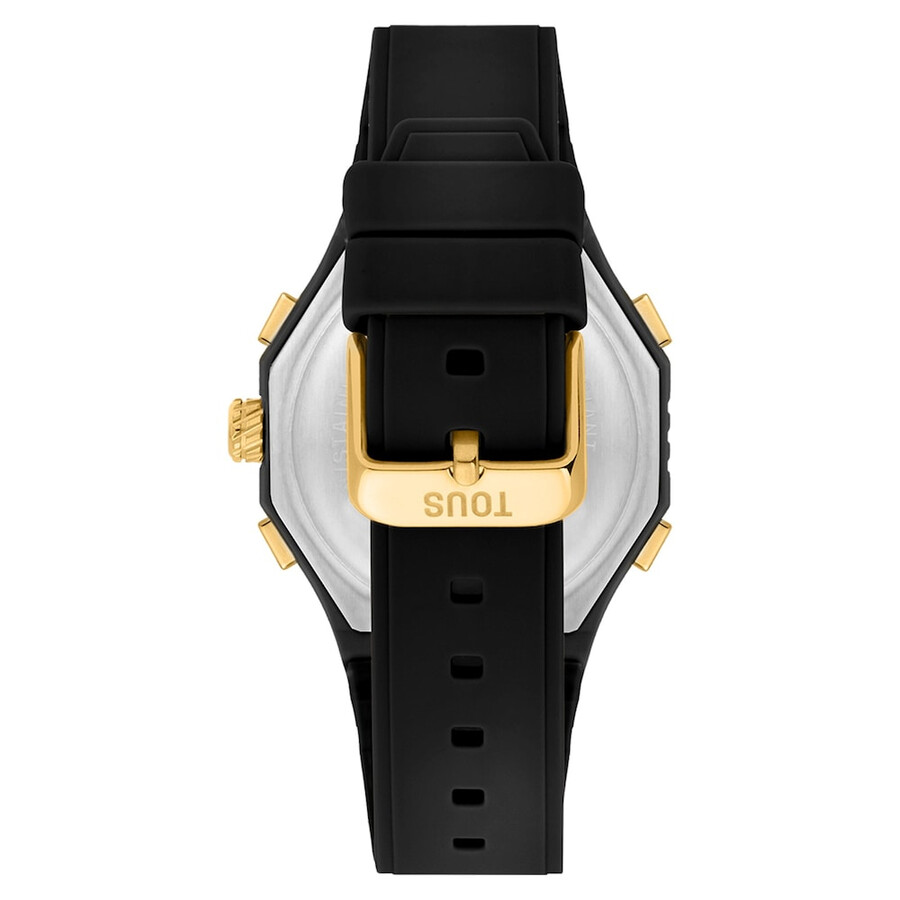 orologio analogicodigitale in acciaio color oro e cinturino in nylon nero bet
