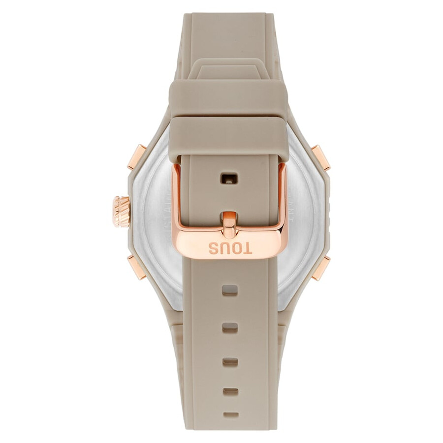 orologio analogicodigitale in acciaio color rosa e bracciale in nylon color tortora bet