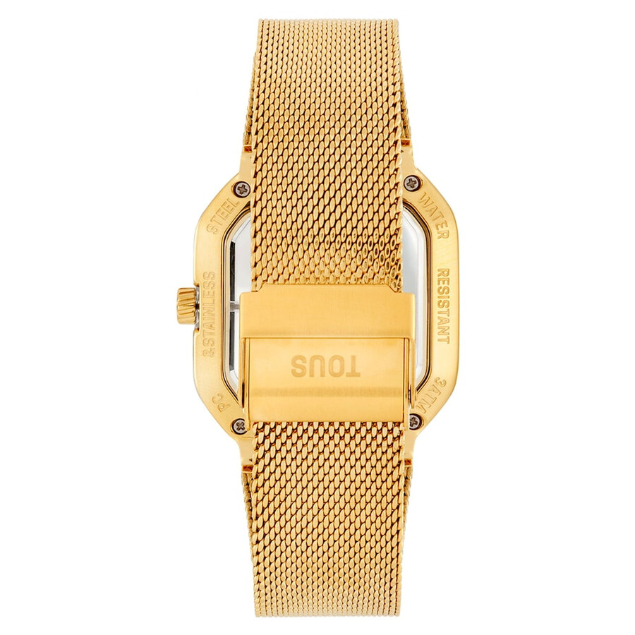 orologio analogico con bracciale in acciaio color oro d-bear party