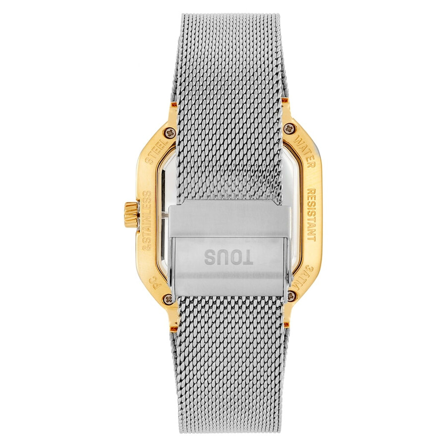 orologio analogico con bracciale in acciaio e acciaio color oro d-bear party