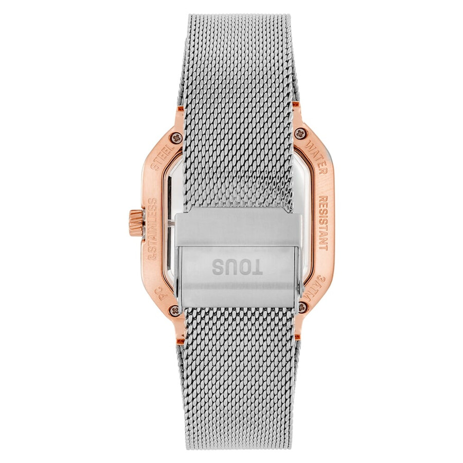 orologio analogico con bracciale in acciaio e acciaio rosa d-bear party