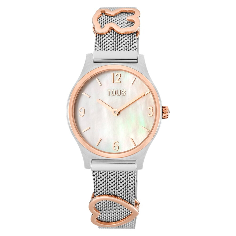 orologio analogicodigitale con bracciale in acciaio quadrante in acciaio color rosa e madreperla epic icon mesh