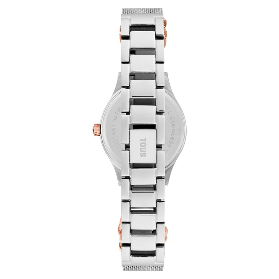 orologio analogicodigitale con bracciale in acciaio quadrante in acciaio color rosa e madreperla epic icon mesh