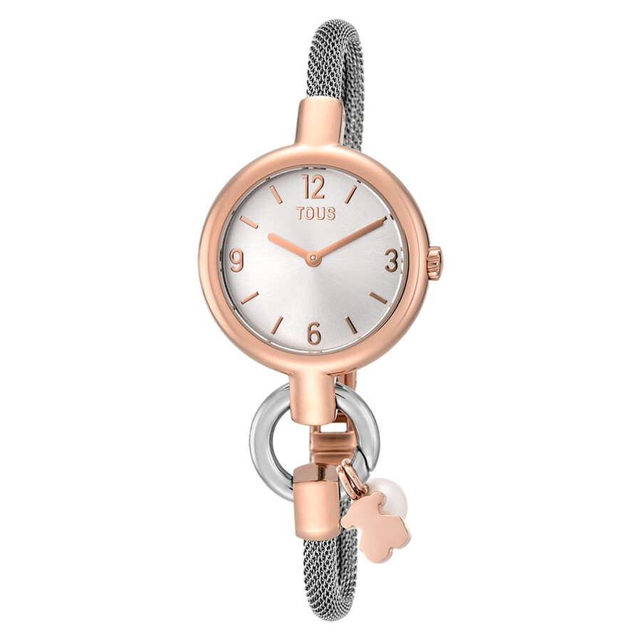 orologio analogicodigitale con bracciale in acciaio e acciaio rosa tous hold charms