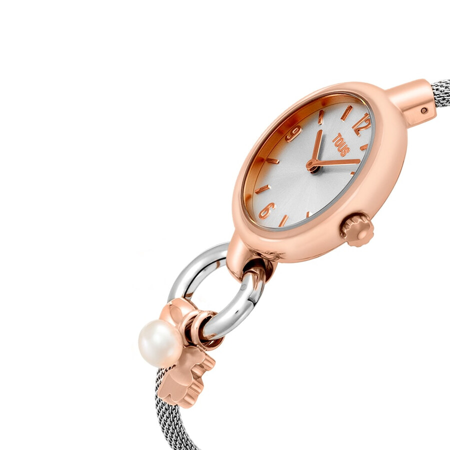 orologio analogicodigitale con bracciale in acciaio e acciaio rosa tous hold charms