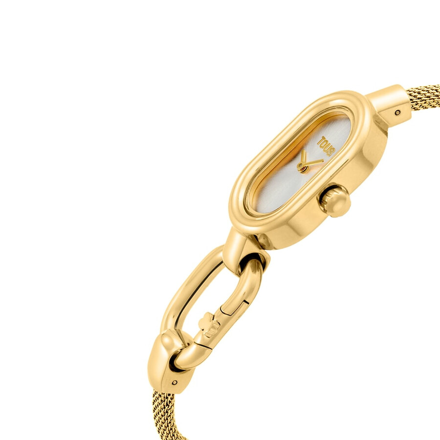 orologio analogicodigitale con bracciale in acciaio color oro tous hold oval