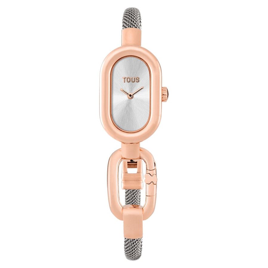 orologio analogicodigitale con bracciale in acciaio e acciaio rosa tous hold oval