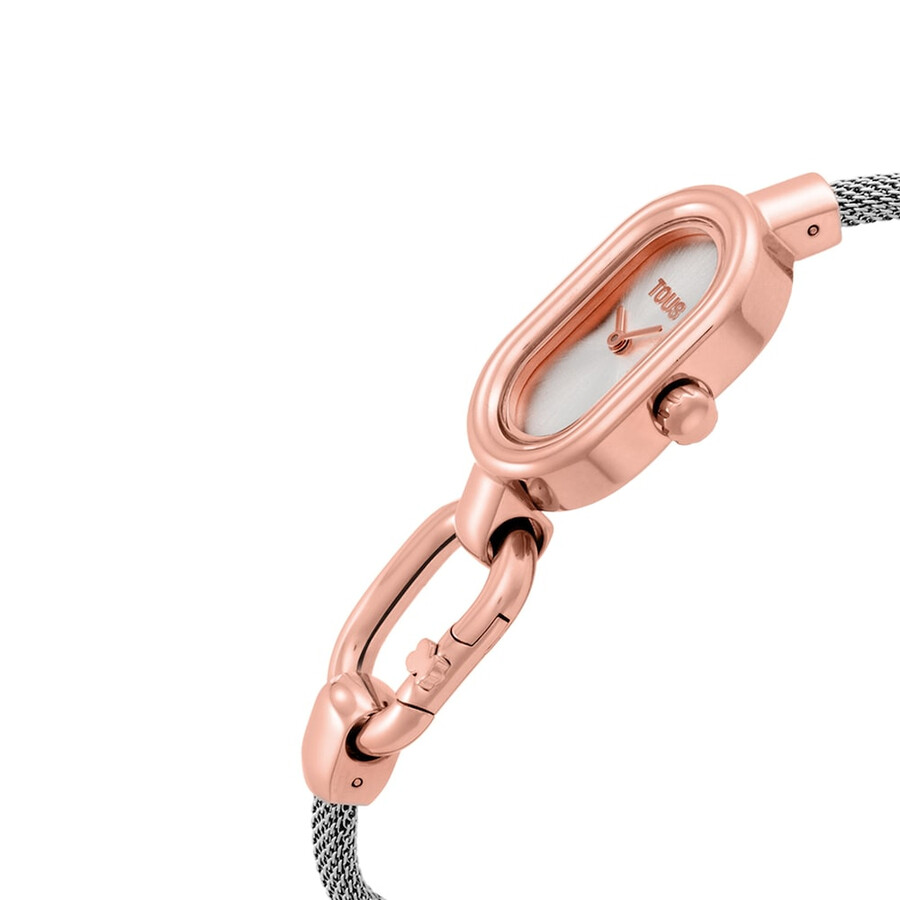orologio analogicodigitale con bracciale in acciaio e acciaio rosa tous hold oval