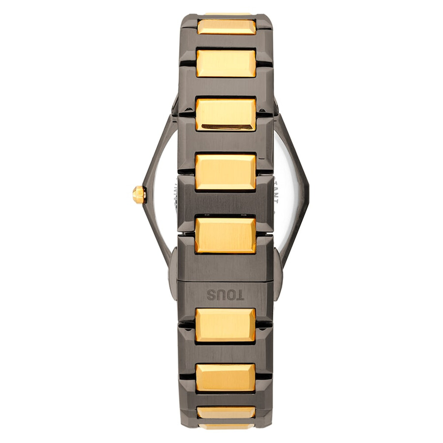 orologio analogico con bracciale in acciaio color nero e oro e quadrante in madreperla grigia karat