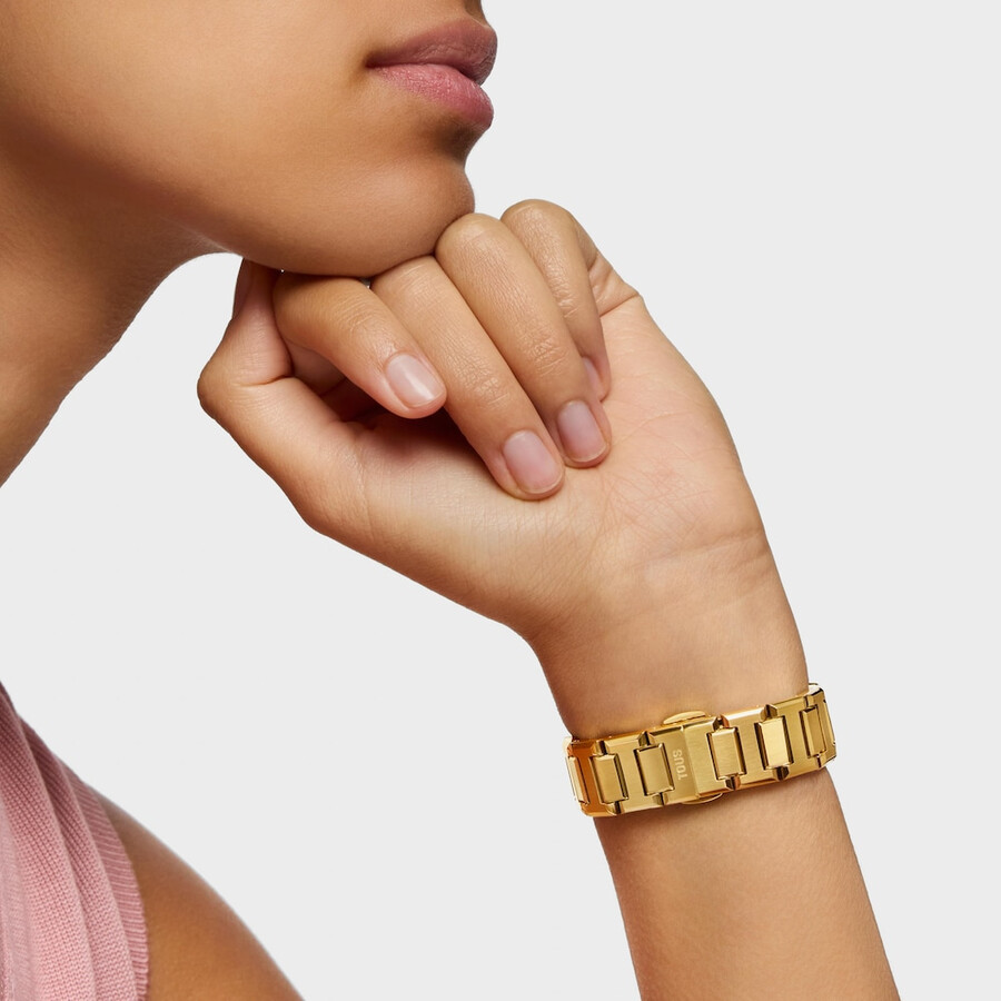 orologio analogico con bracciale in acciaio color oro e quadrante in madreperla rosa karat