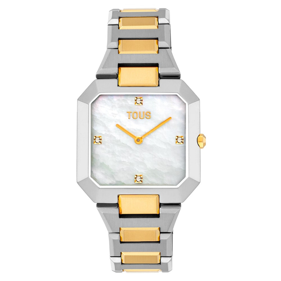 orologio analogico con bracciale in acciaio e acciaio color oro e quadrante in madreperla karat