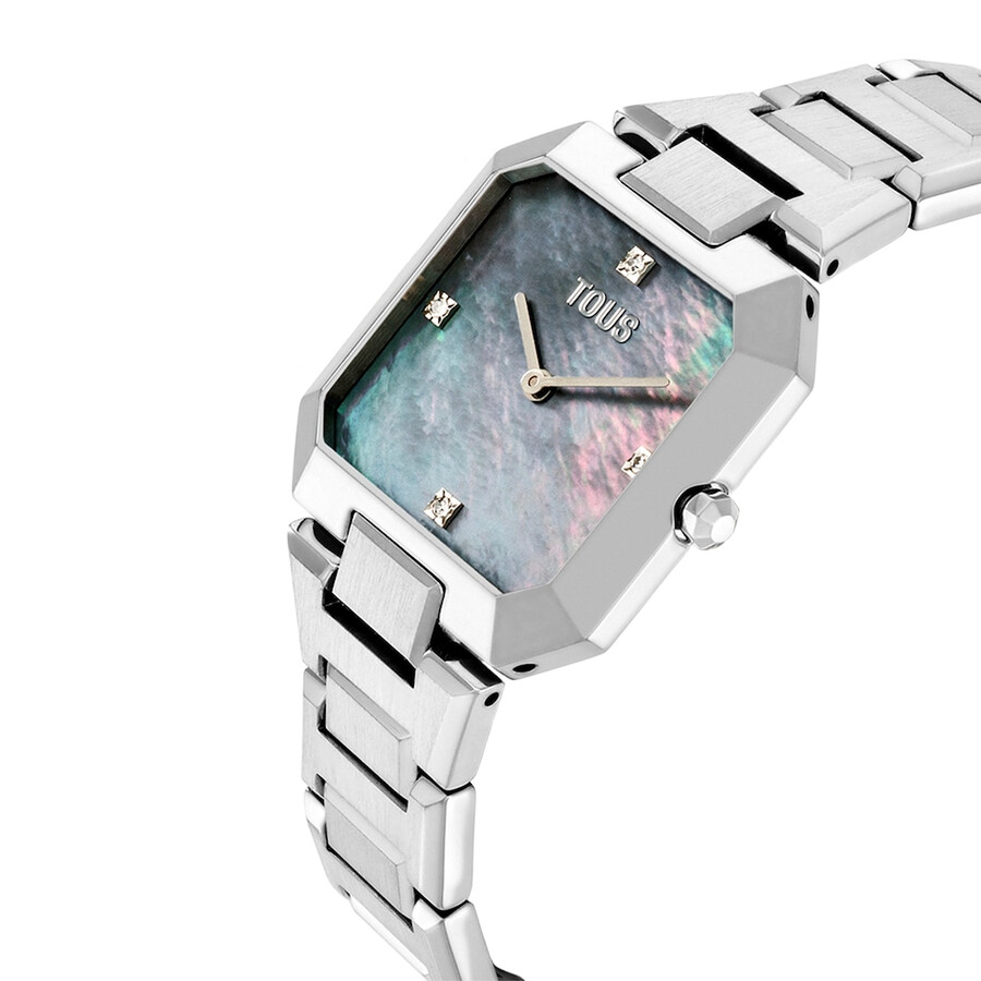 orologio analogico con bracciale in acciaio e quadrante in madreperla karat