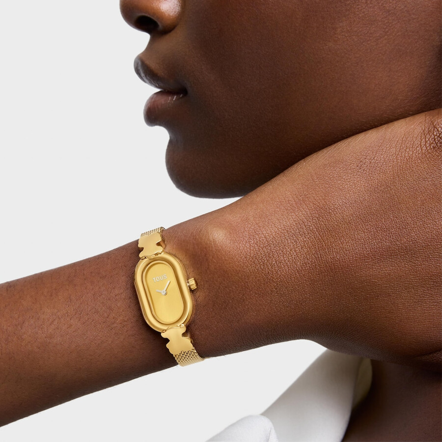 orologio analogico gioiello con bracciale in acciaio color oro oval icon