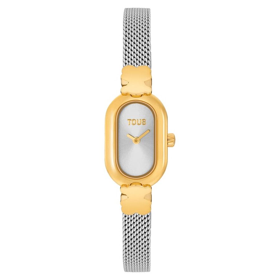 orologio analogico gioiello con bracciale in acciaio e acciaio color oro oval icon