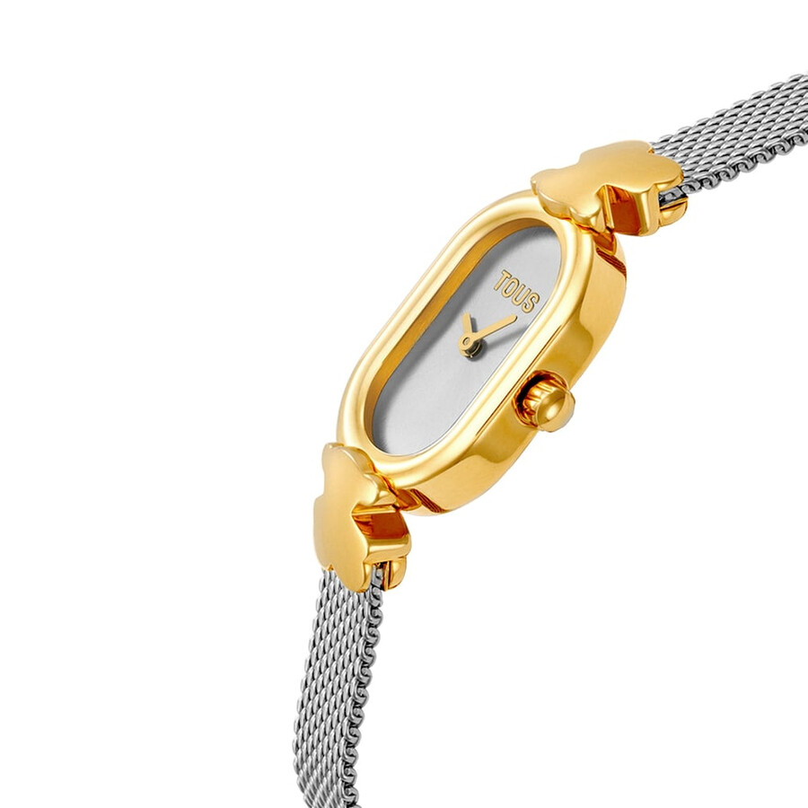 orologio analogico gioiello con bracciale in acciaio e acciaio color oro oval icon
