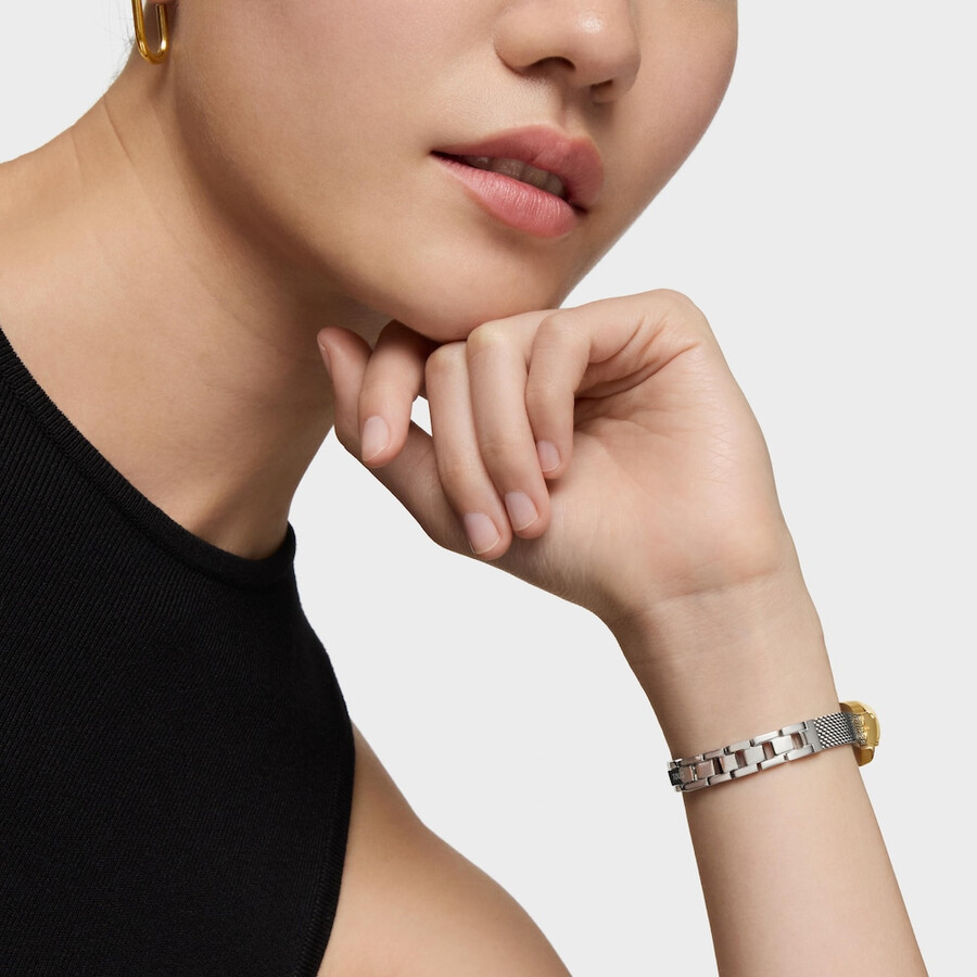 orologio analogico gioiello con bracciale in acciaio e acciaio color oro oval icon