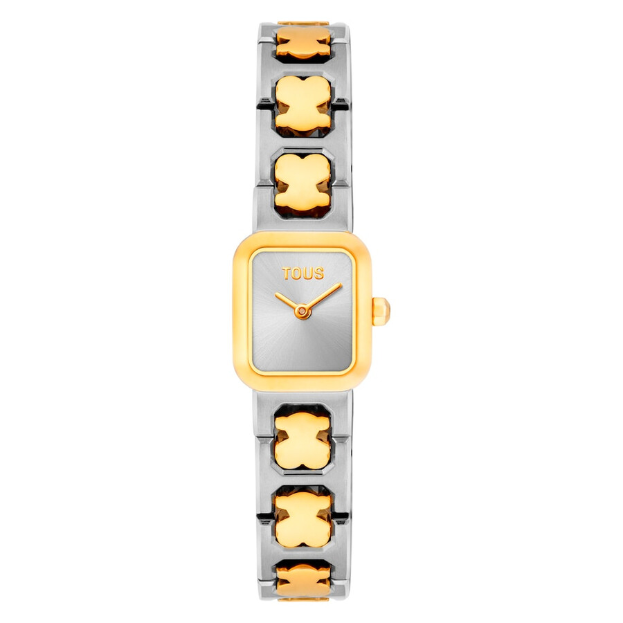 orologio analogico con bracciale in acciaio e acciaio color oro icon time