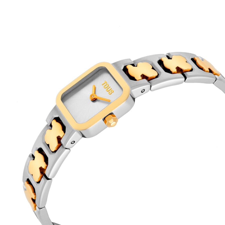 orologio analogico con bracciale in acciaio e acciaio color oro icon time