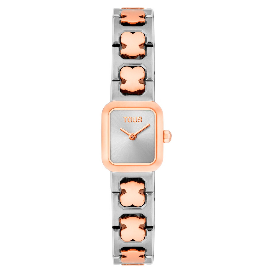 orologio analogico con bracciale in acciaio e acciaio color rosa icon time