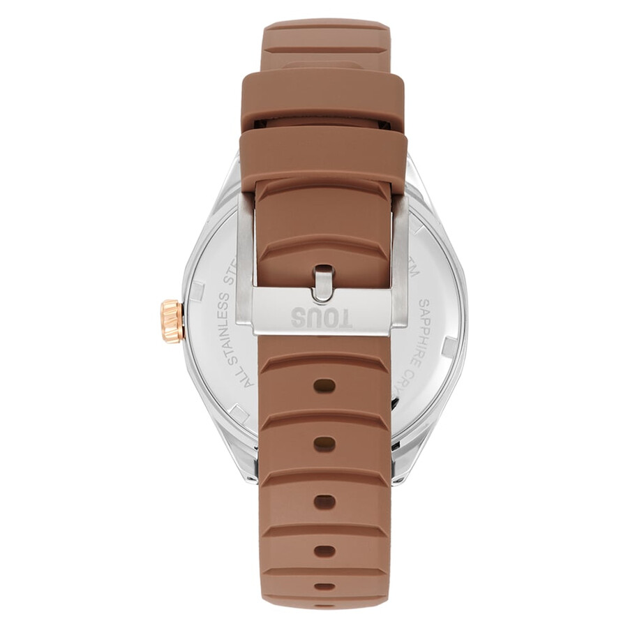 orologio analogico con movimento svizzero quadrante in madreperla e cinturino in gomma color moka tous now lady