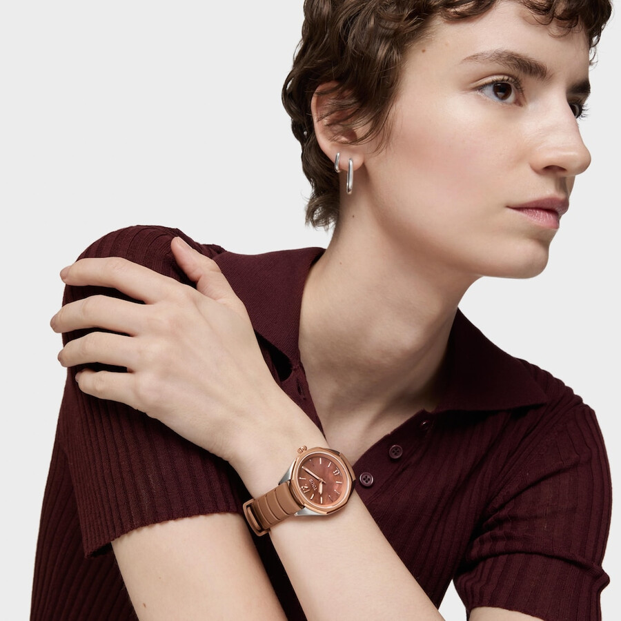 orologio analogico con movimento svizzero quadrante in madreperla e cinturino in gomma color moka tous now lady